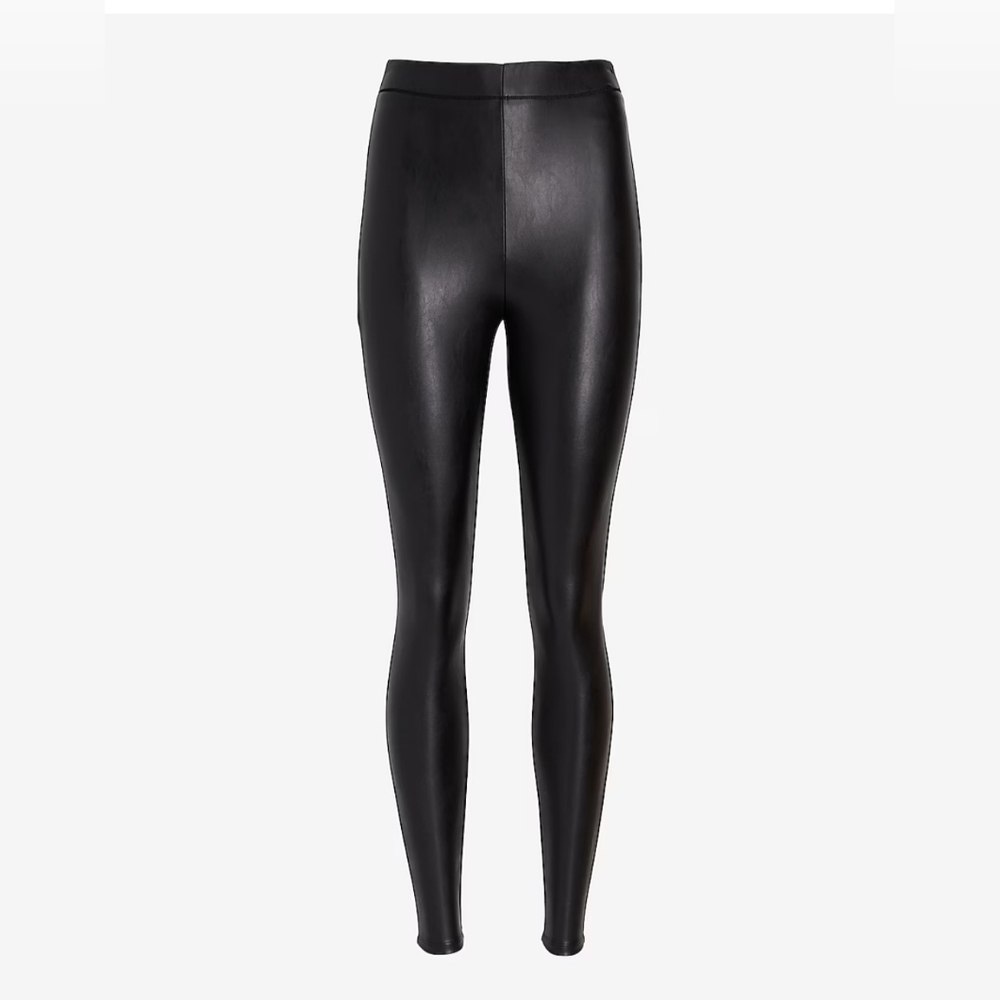 Express High Rise Black Faux Leather Leggings Sz XS